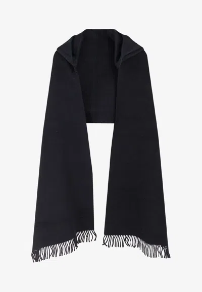 Brunello Cucinelli Fringed Hooded Scarf In Black