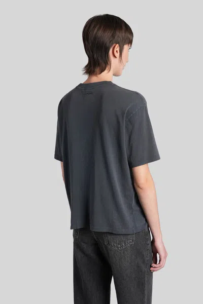 Anine Bing Washed Black T-shirt With Leopard Print In Gray