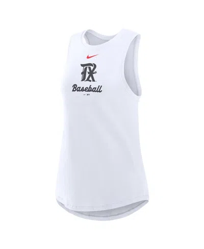 Nike Women's White Texas Rangers City Connect Tricode High Neck Performance Tank Top In White