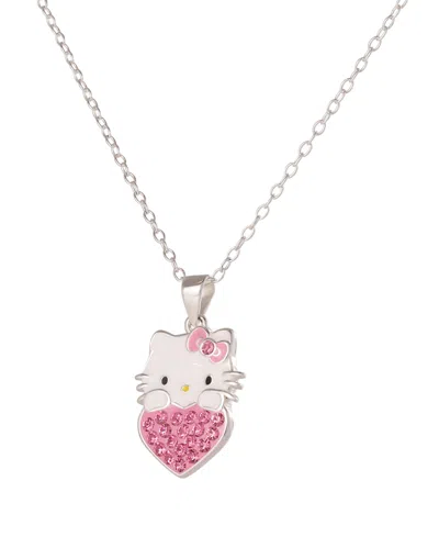 Macy's Hello Kitty Cubic Zirconia Necklace And Earrings Set In Sterling Silver In Metallic