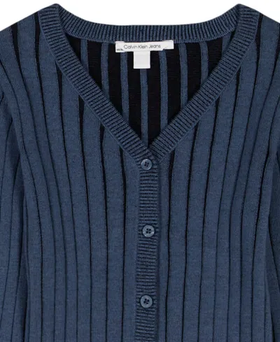 Calvin Klein Girls 7-16 Cardigan Sweater In Blue