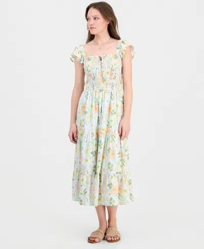 Self Esteem Juniors' Sleeveless Floral Midi Dress In Green