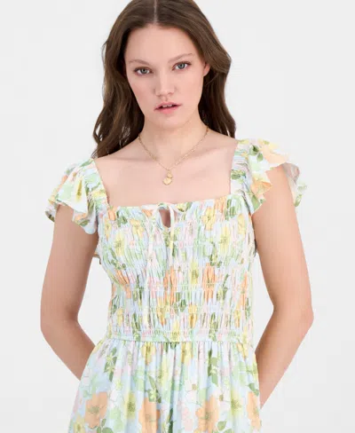 Self Esteem Juniors' Sleeveless Floral Midi Dress In Green