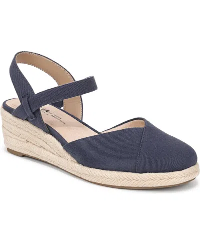 Lifestride Pilar Slingback Espadrille Platform Wedge Sandal In Blue