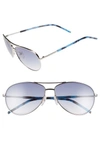 Marc Jacobs Metal Curved-brow Aviator Sunglasses In Palladium/ Blue