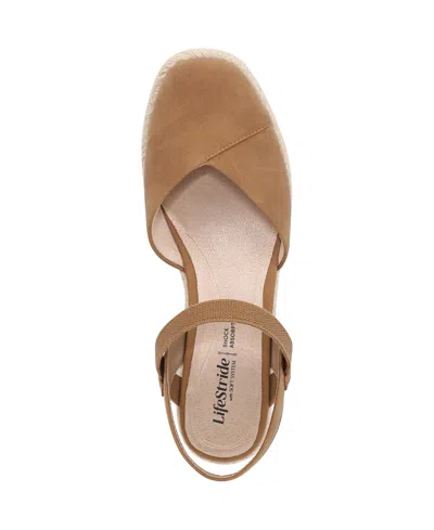 Lifestride Pilar Slingback Espadrille Platform Wedge Sandal In Brown