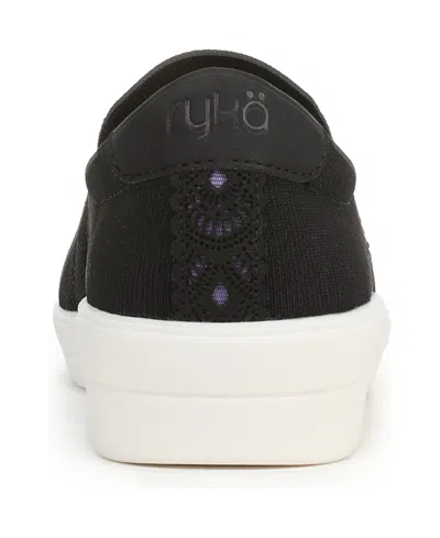 Ryka Women's Viv Ease Knit Court Inspired Slip On Sneakers In Black