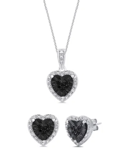 Marsala 2-piece Diamond Earring And Pendant Necklace Set (1/4 Ct. T.w.) In Sterling Silver In Multi