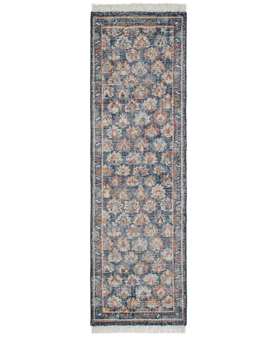 Obeetee Palace Floral 2'6"x8' Runner Area Rug In Blue