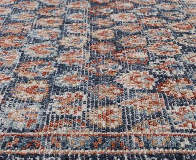Obeetee Palace Floral 2'6"x8' Runner Area Rug In Blue