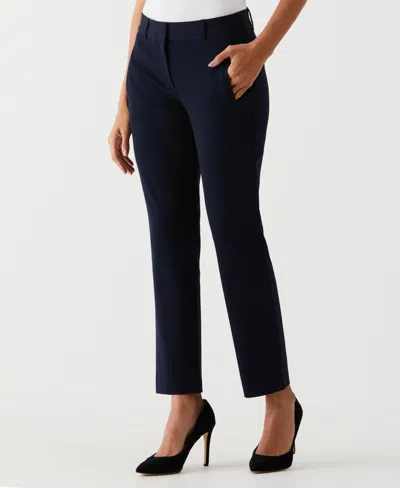 Rafaella Petite Straight Leg Ankle Pants In Blue
