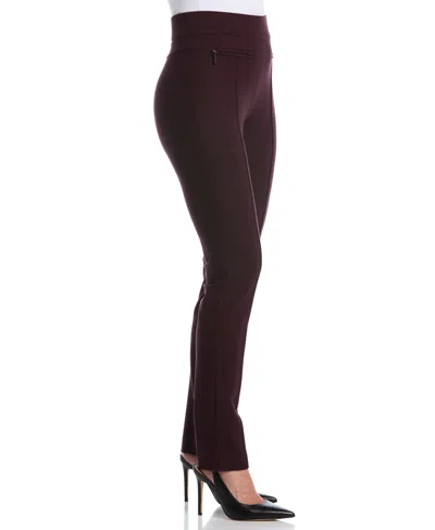 Rafaella Petite Ponte Slim Leg Pants In Brown