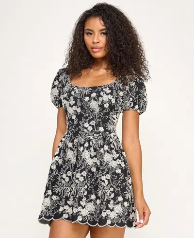 Seni & Cade Juniors' Square Neck Mini Dress In Black