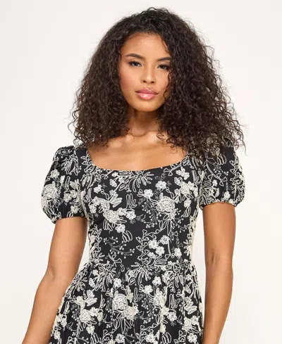 Seni & Cade Juniors' Square Neck Mini Dress In Black