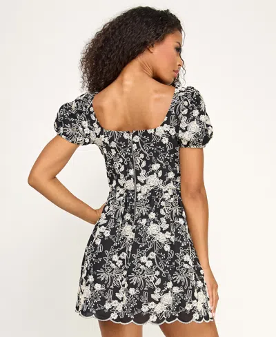 Seni & Cade Juniors' Square Neck Mini Dress In Black