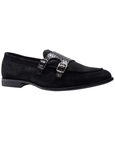 Carlos By Carlos Santana Men's Twin Buckle Strap Round-toe Loafers In Black