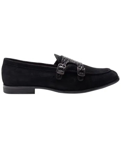 Carlos By Carlos Santana Men's Twin Buckle Strap Round-toe Loafers In Black