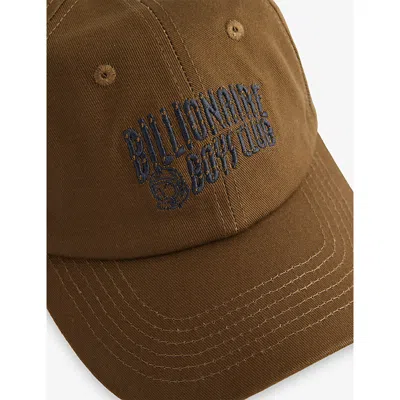 Billionaire Boys Club Mens Olive Ecru Logo-embroidered Cotton Baseball Cap In Brown