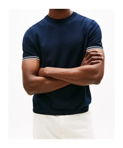 Tommy Hilfiger Smart Casual Tipped Cuff T-shirt In Blue