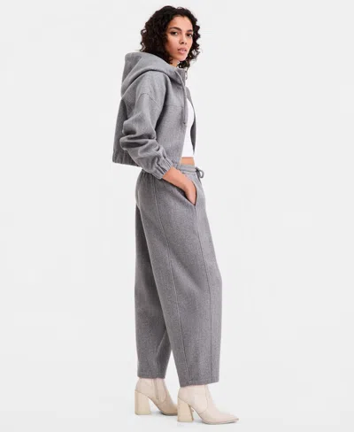 Bar Iii Women's Felt Barrel-leg Drawstring Pants, Macy's Exclusive In Gray