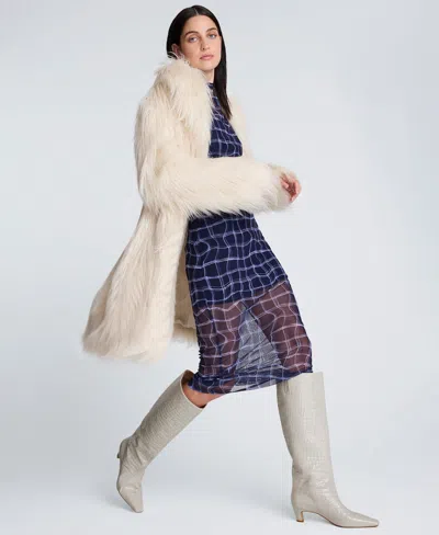 Kenneth Cole Women's High Neck Mesh Midi Dress In Blue