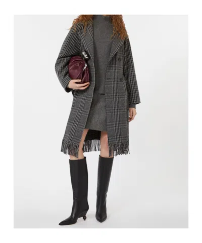 Weekend Max Mara Carpi Houndstooth Double-breasted Coat In Gray