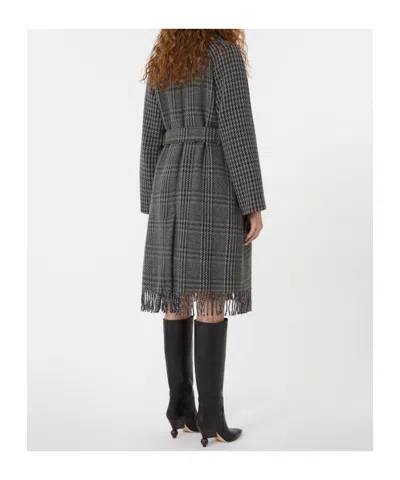 Weekend Max Mara Carpi Houndstooth Double-breasted Coat In Gray