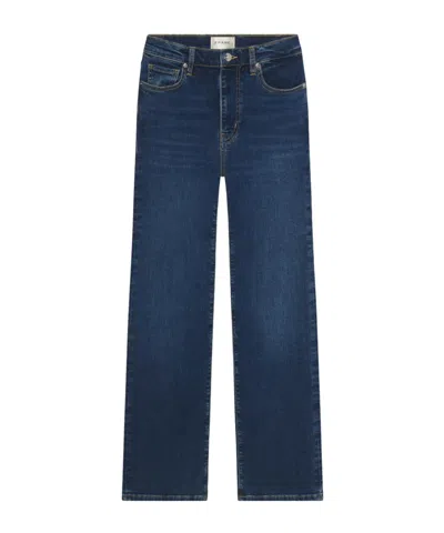 Frame Button Detailed Straight Leg Jeans In Blue