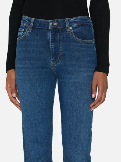 Frame Button Detailed Straight Leg Jeans In Blue