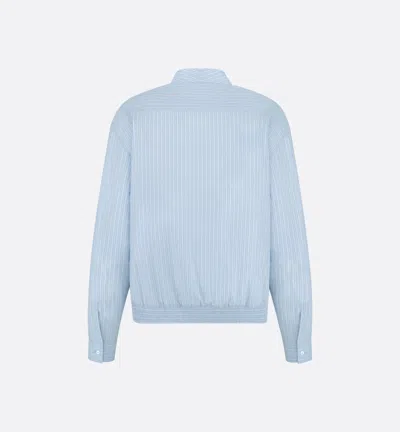 Dior Zipped Shirt With Christian  Couture Lily Of The Valley Embroidery In Blue