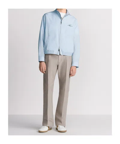 Dior Zipped Shirt With Christian  Couture Lily Of The Valley Embroidery In Blue