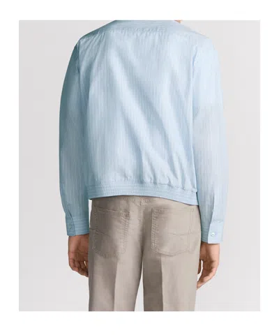 Dior Zipped Shirt With Christian  Couture Lily Of The Valley Embroidery In Blue