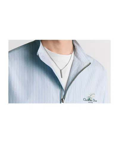 Dior Zipped Shirt With Christian  Couture Lily Of The Valley Embroidery In Blue
