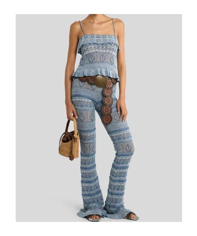 Etro Fit-and-flare Trousers In Crocheted Cotton In Gray