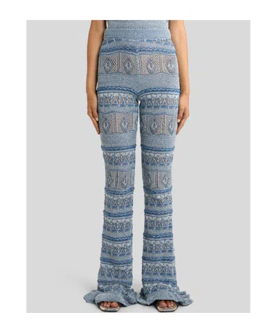 Etro Fit-and-flare Trousers In Crocheted Cotton In Gray