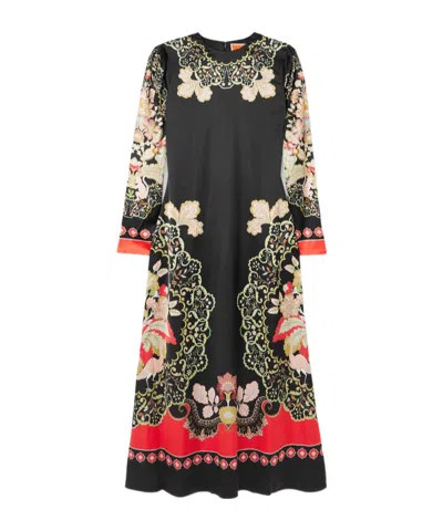 La Doublej Icon Clingy Swing Floral-print Stretch-satin Maxi Dress In Black