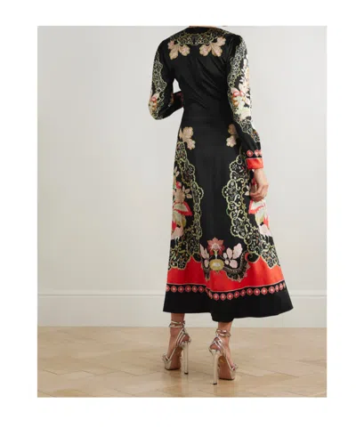 La Doublej Icon Clingy Swing Floral-print Stretch-satin Maxi Dress In Black