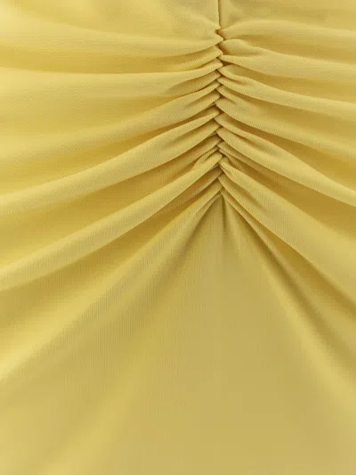 Stella Mccartney Pleated Jersey Long-sleeved Midi Dress In Yellow