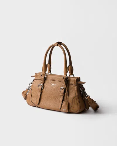 Prada Large Leather Tote Bag In Brown