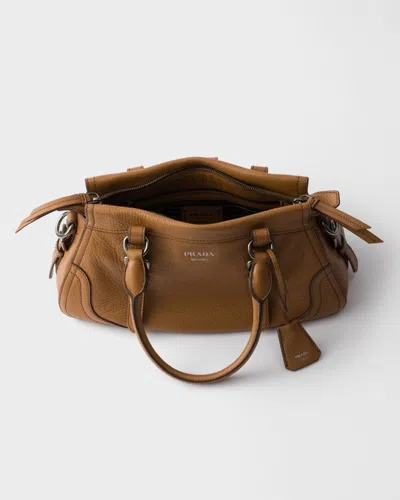 Prada Large Leather Tote Bag In Brown