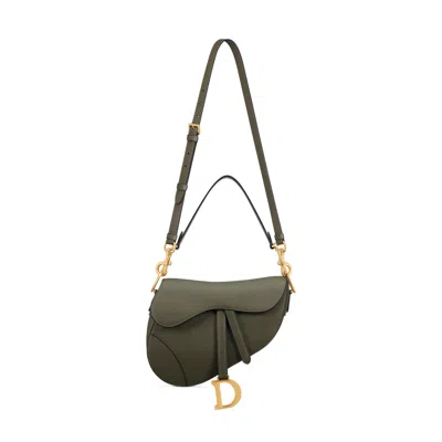 Dior Small Saddle Bag With Strap In Green