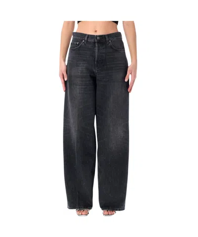 Haikure 'korea' Grey Jeans With Faded Effect And Logo Patch On The Back In Cotton Woman In Black