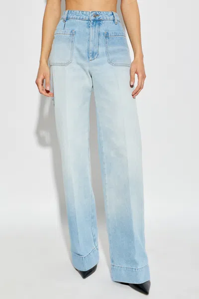 Victoria Beckham Patch-pocket Straight Leg Jeans In Blue