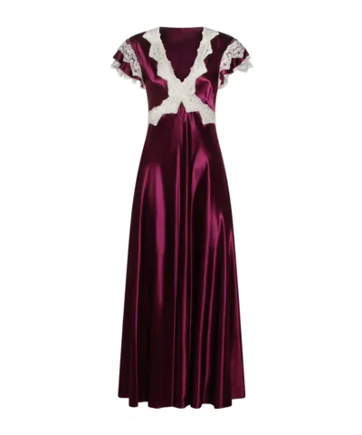 Alberta Ferretti Lace-detailed Dress In Purple