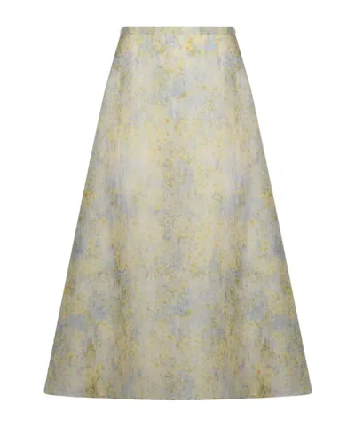 Alberta Ferretti Tie-dyed Midi Skirt In Brown