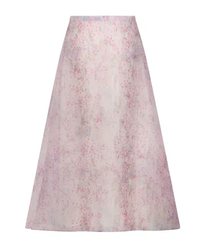 Alberta Ferretti Tie-dyed Midi Skirt In Pink