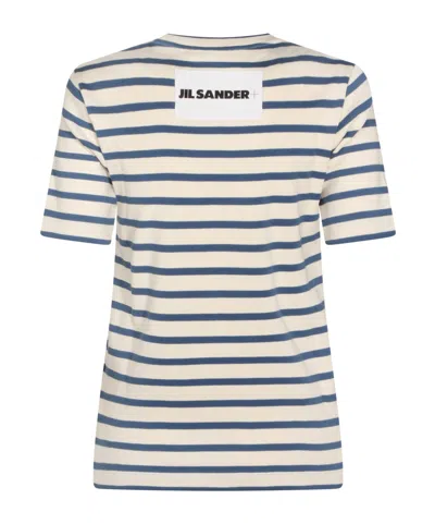 Jil Sander White White Striped Cotton T-shirt In White
