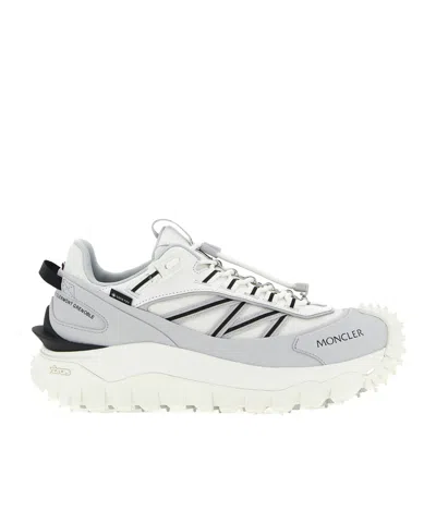 Moncler Light Grey Real Leather Trailgrip Gtx Low Top Sneakers In Gray