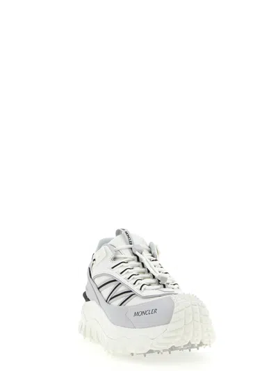 Moncler Light Grey Real Leather Trailgrip Gtx Low Top Sneakers In Gray