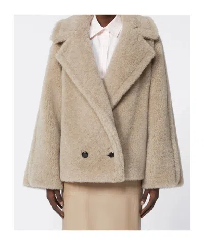 Max Mara Teddy Bear Icon Coat Short Sand In Alpaca And Wool In Multi